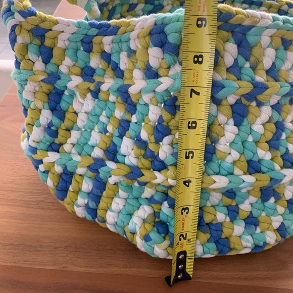 NEW!! Hand crocheted 12” diameter 9” high basket with handles. - Picture 6 of 6